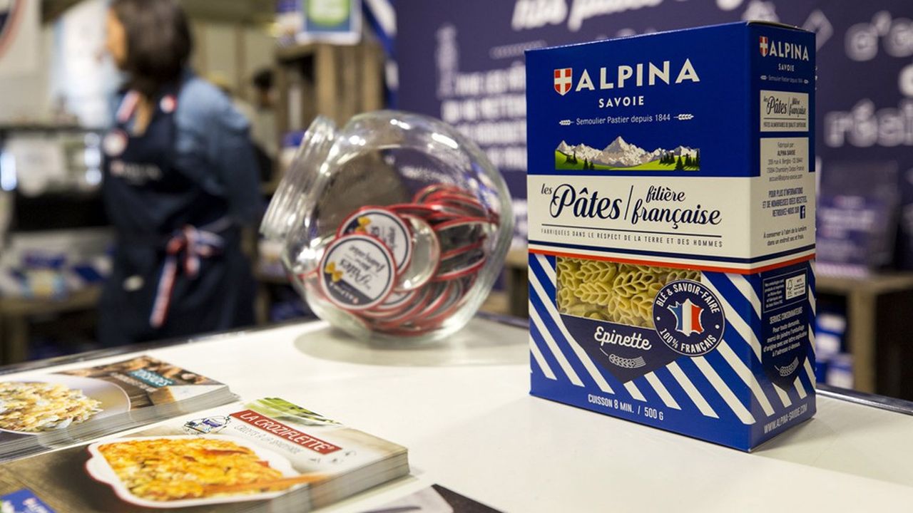 La marque Alpina, fabricant de pâtes avec du blé issu de l'agriculture française.