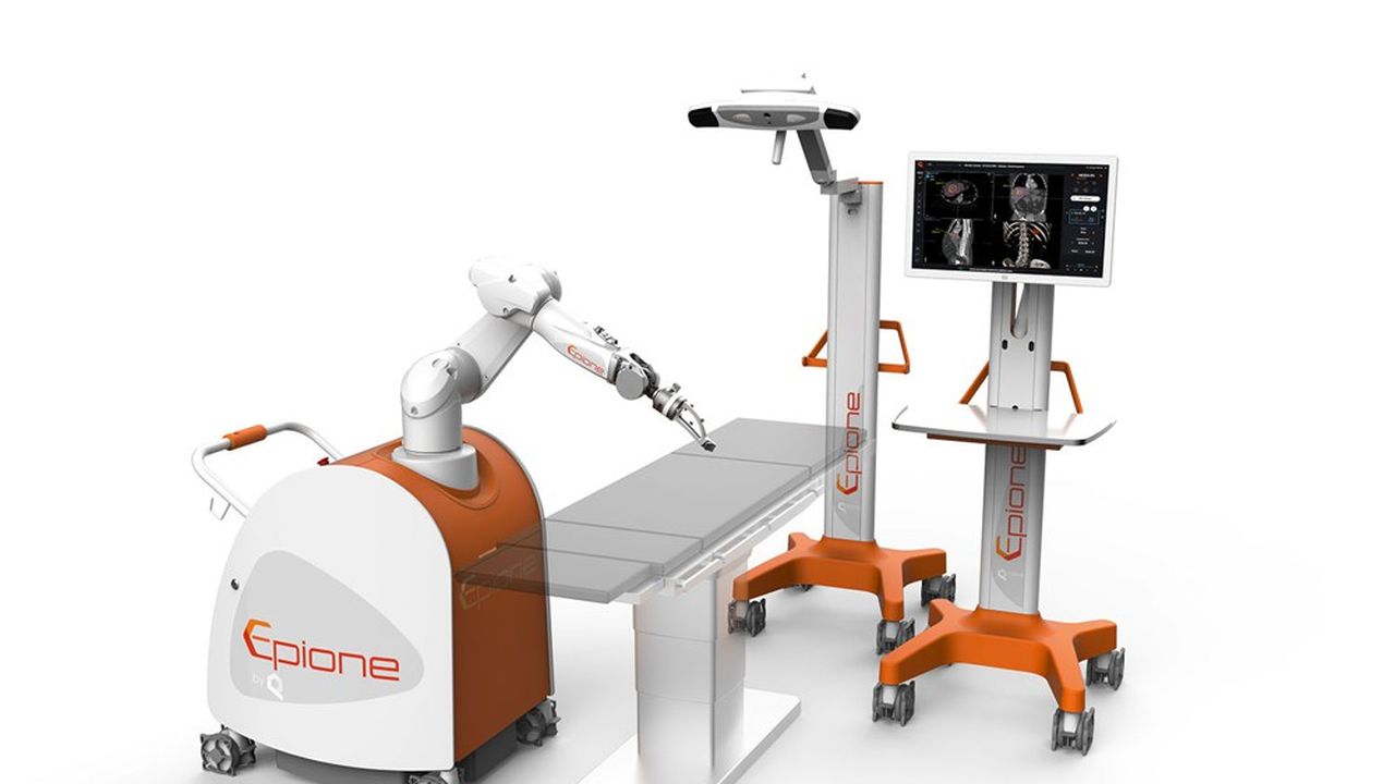 Le robot démonstrateur Epione de Quantum Surgical.