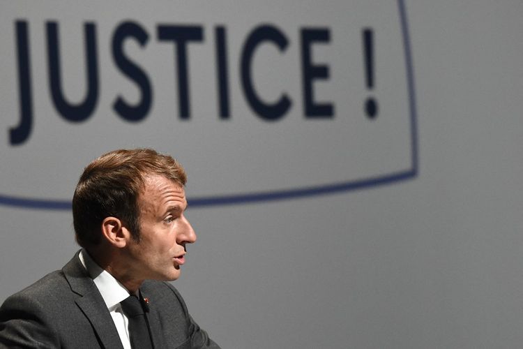 Emmanuel Macron lors de son discours au lancement des « Etats généraux de la Justice.