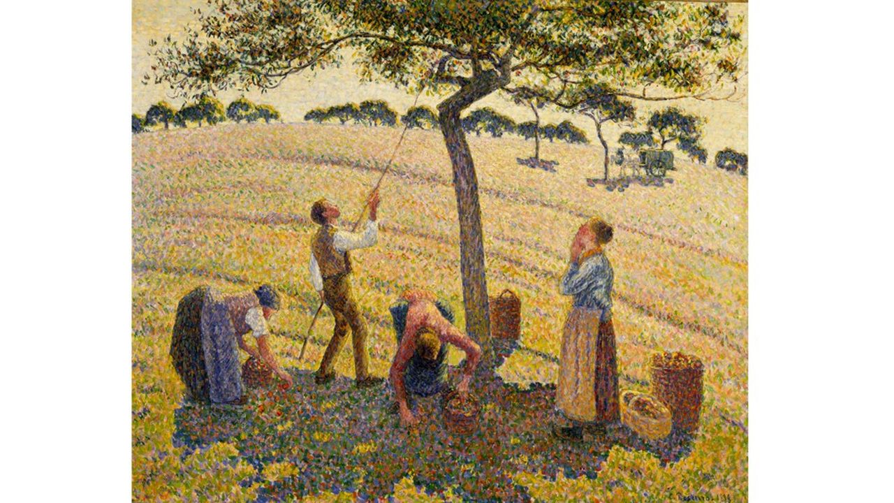 La Cueillette des pommes à Eragny, 1887-1888, Camille Pissarro, Oil on canvas HxB : 60 x 73 cm