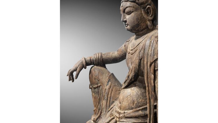 Bodhisattva Guanyin, sculpture en bois de 123 cm, dynastie Song, Chine, XIIe siècle.