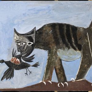 « Chat saisissant un oiseau » (1939), qui montre un félin toutes griffes dehors, semble annoncer les victoires nazies.