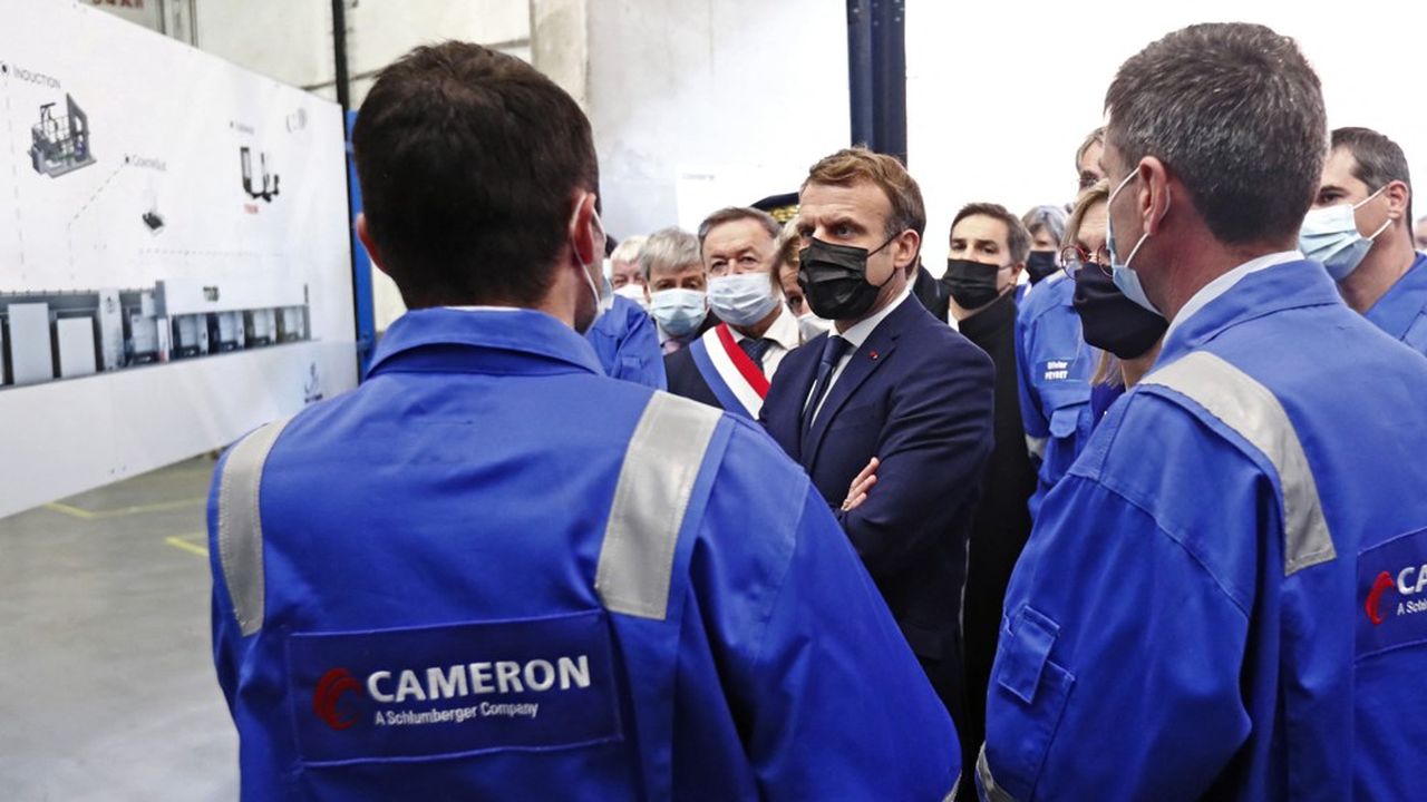 Emmanuel Macron a annoncé, lors de sa visite de Genvia, un fabricant d'électrolyseurs implanté sur le site Cameron appartenant à Schlumberger à Béziers, un soutien de 1,9 milliard d'euros à la filière hydrogène française.