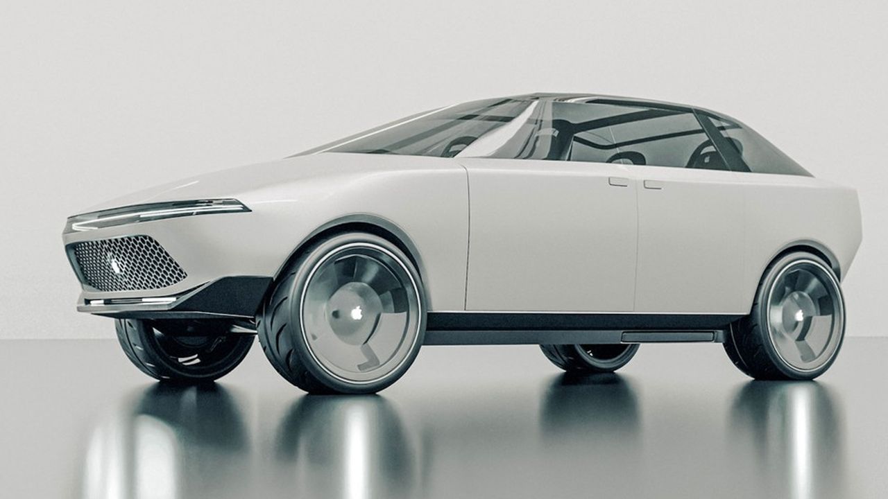 La société Vanarama avait imaginé ce prototype de l'Apple Car à partir des brevets déposés par le géant. Mais le modèle devrait être sensiblement différent.