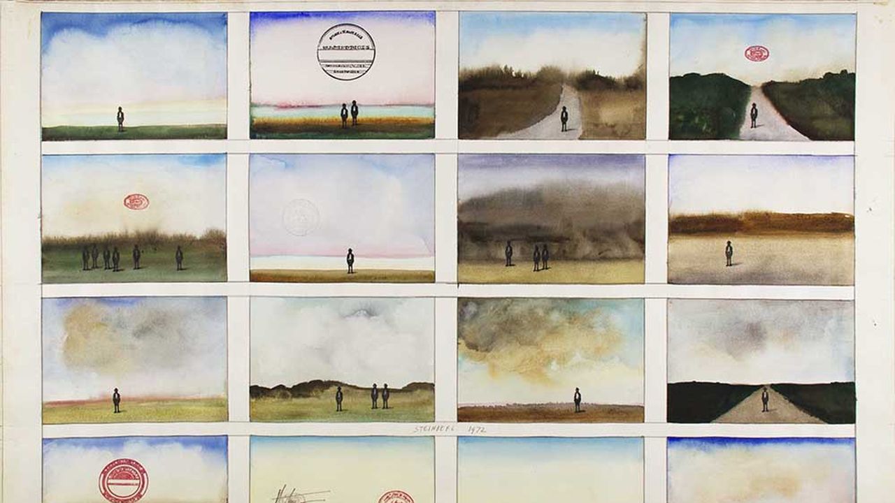 «Cartes postales» (détail), aquarelle de Saul Steinberg (1972).