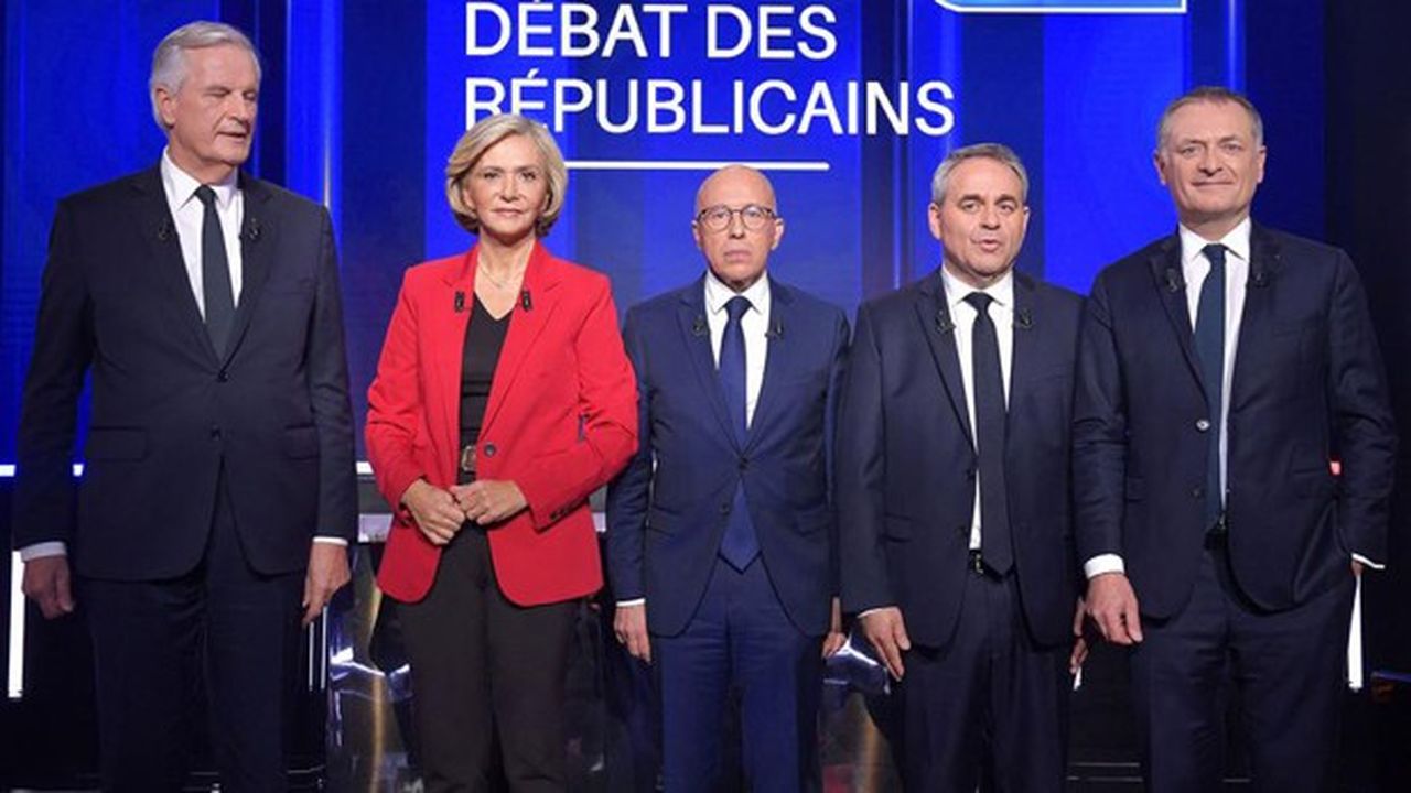 Les candidats LR lors du troisième débat télévisé.