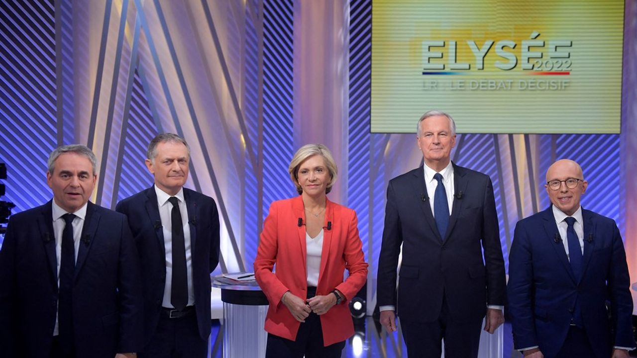 Les cinq candidats à l'investiture LR, ce mardi soir sur France 2.