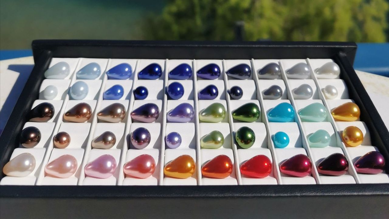 Les perles sont fabriquées à partir d'écailles de poissons du lac Léman.