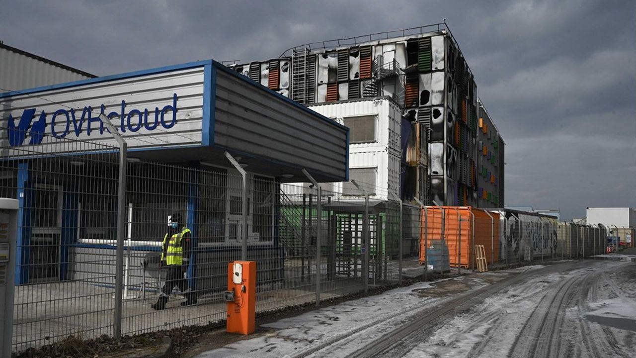 La ferme de données d'OVH à Strasbourg après l'incendie du 9 mars dernier.