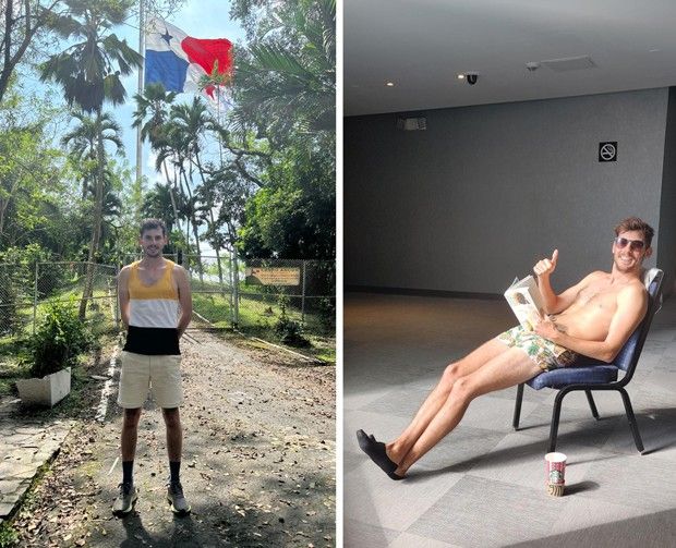« Mon séjour au Panama en deux photos : en liberté à gauche, en isolement à droite. »