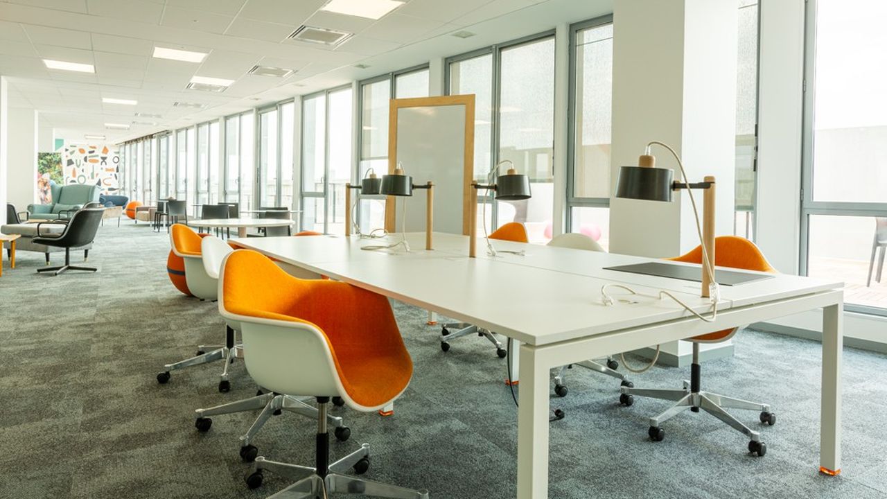 La banque en ligne Orange Bank a fait appel pour l'aménagement de ces locaux à la start-up Bluedigo, spécialisée dans la vente de meubles reconditionnés.