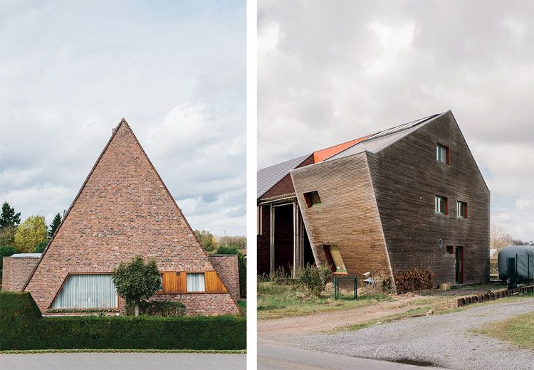Photos extraites du livre «More Ugly Belgian Houses». À gauche : «Tipi-Cal Belgium». À droite : «Modernisn't».