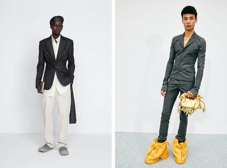 Collections homme automne-hiver 2022-23 : Dior Men (à gauche), Loewe (à droite).