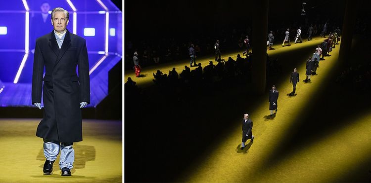 L'acteur Kyle MacLachlan a ouvert le défilé de la collection automne-hiver 2022-23 de Prada.