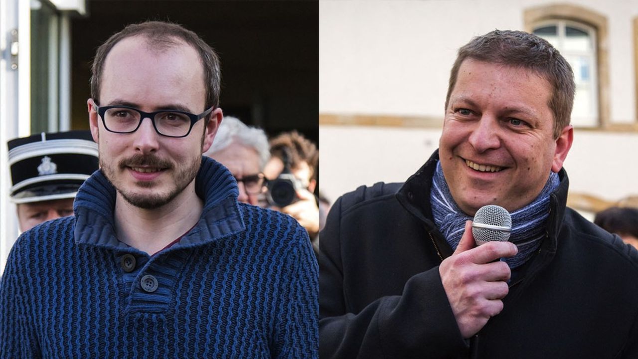 Les lanceurs d'alerte Antoine Deltour et Raphaël Halet, anciens salariés de PricewaterhouseCoopers, à l'origine des Luxleaks.