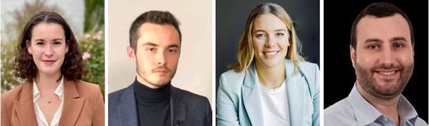 Alix et Alexis (à gauche) sont militants LR, Lumir (à droite) est candidate aux élections législatives dans l'Ain, et Jean-Baptiste est au PC.