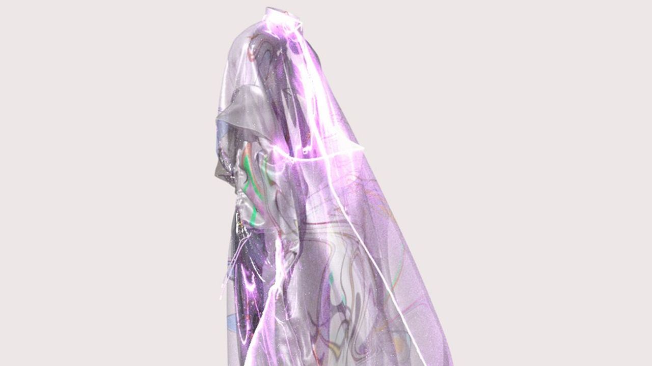 La robe Iridescence, créée par The Fabricant, est le premier vêtement 100 % virtuel à avoir été vendu dans le monde.