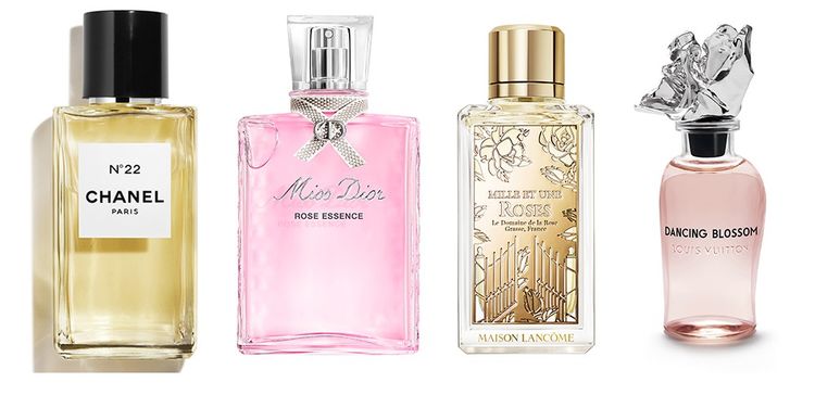 N°22 de Chanel, Miss Dior Rose Essence de Dior, Mille et Une Roses de Lancôme, Dancing Blossom de Louis Vuitton.