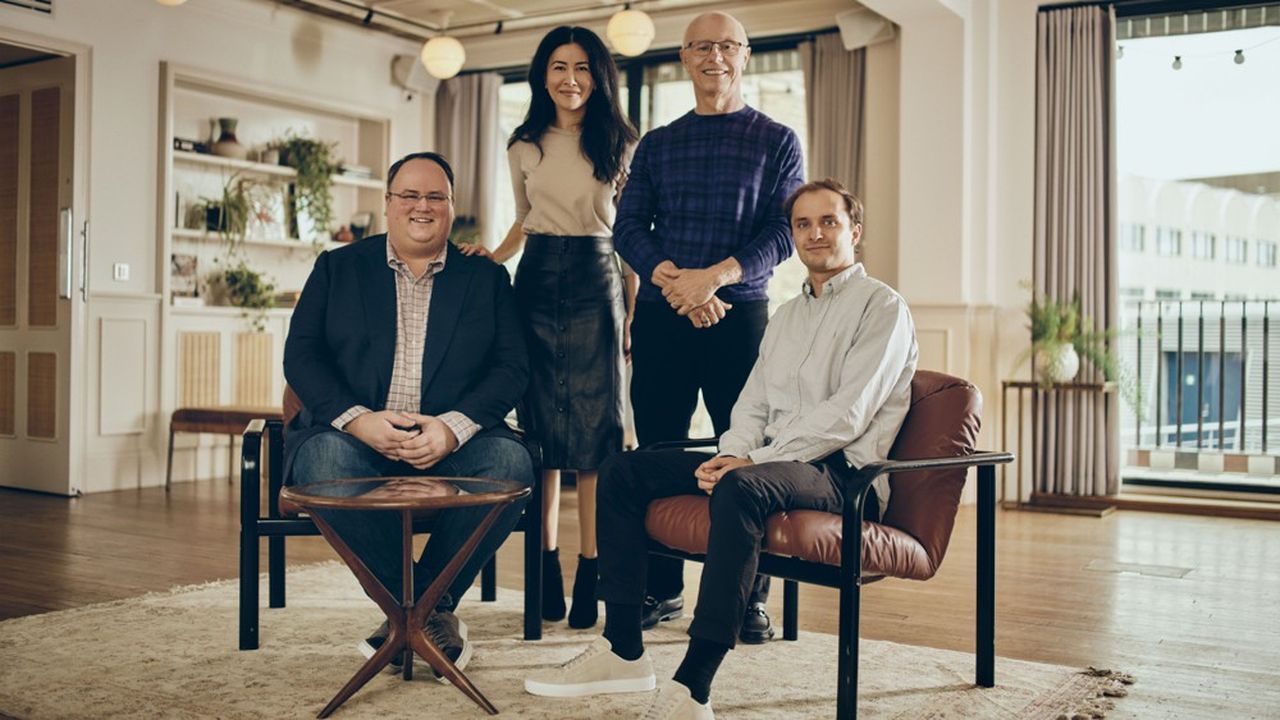 De gauche à droite, les associés de Sequoia Capital : Matt Miller, Luciana Lixandru, Doug Leone et George Robson.