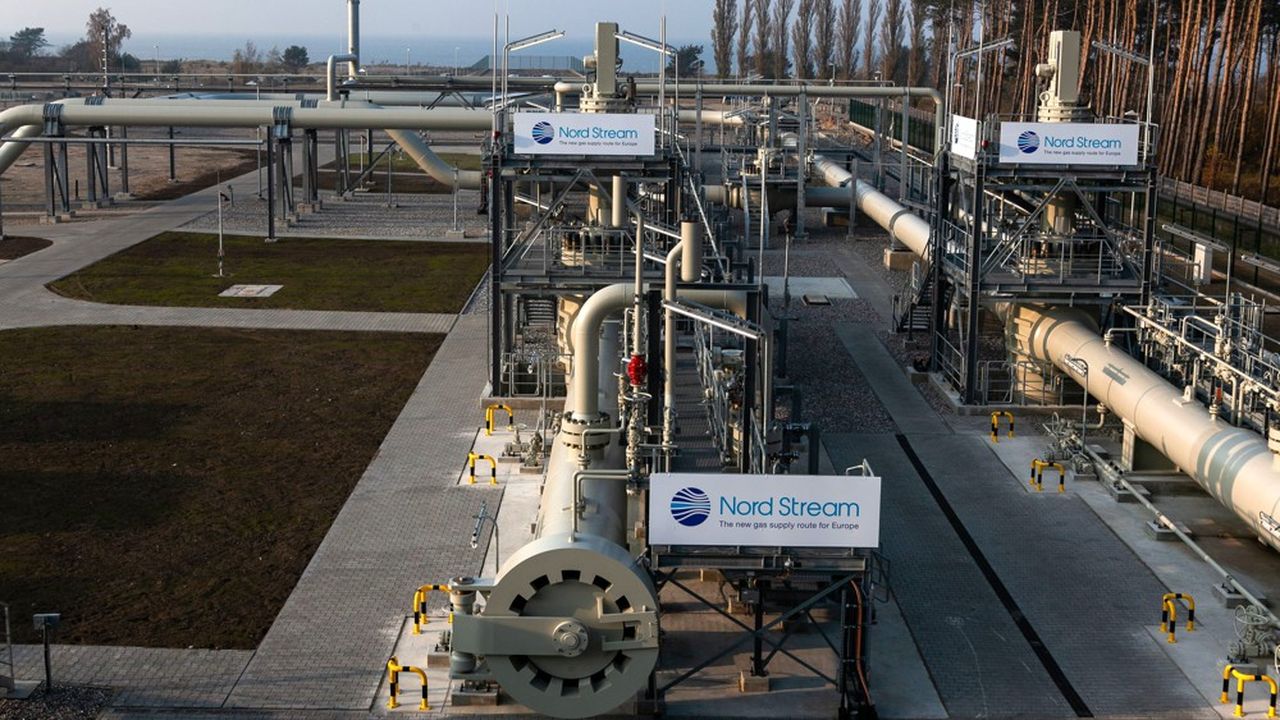 Point d'arrivée du gazoduc russe Nord Stream 1 à Lubmin, sur la côte de la mer Baltique en Allemagne orientale. Les exportations de gaz via Nord Stream 1 ont chuté de 60 % depuis mardi.