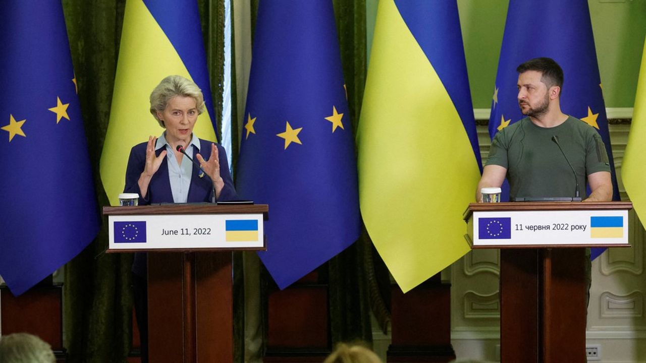 Ursula von der Leyen a rencontré le président ukrainien, Volodymyr Zelensky, à Kiev le 11 juin.
