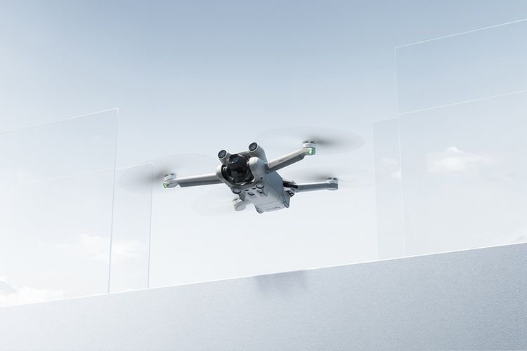 The DJI Mini 3 Pro drone, a featherweight machine that weighs 249 grams.