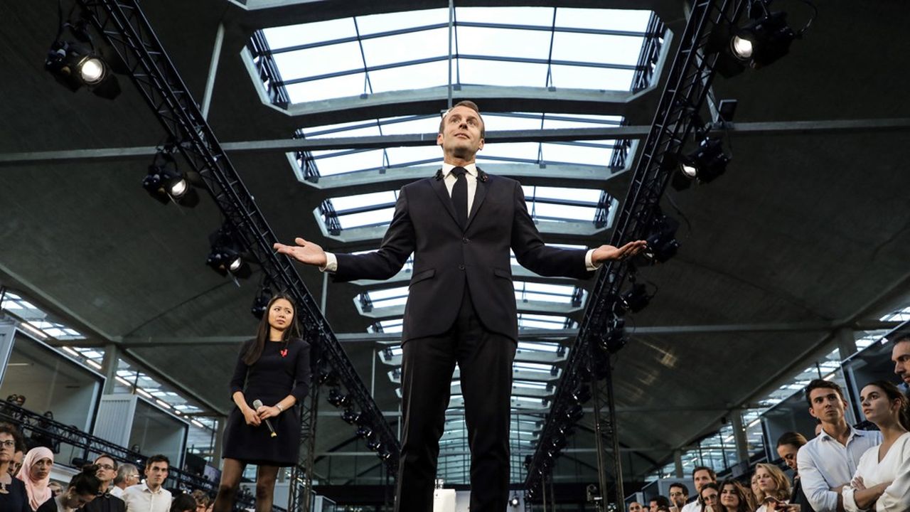 Emmanuel Macron lors d'une visite à Station F, en octobre 2018.