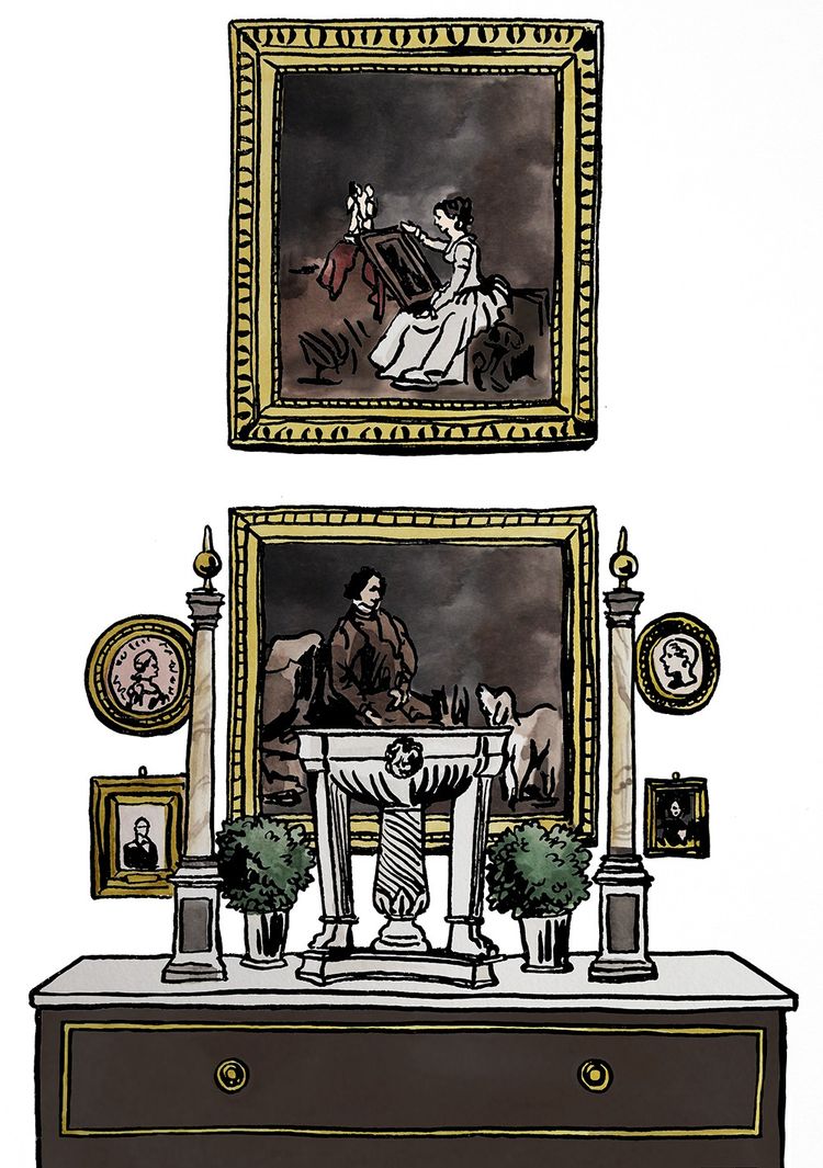 Parmi les lots vedettes des enchères organisées par Sotheby's figurent ce tableau de Marguerite Gérard et Jean-Honoré Fragonard ainsi que cette toile de Nicolas-Bernard Lépicié au dessus de la commode.
