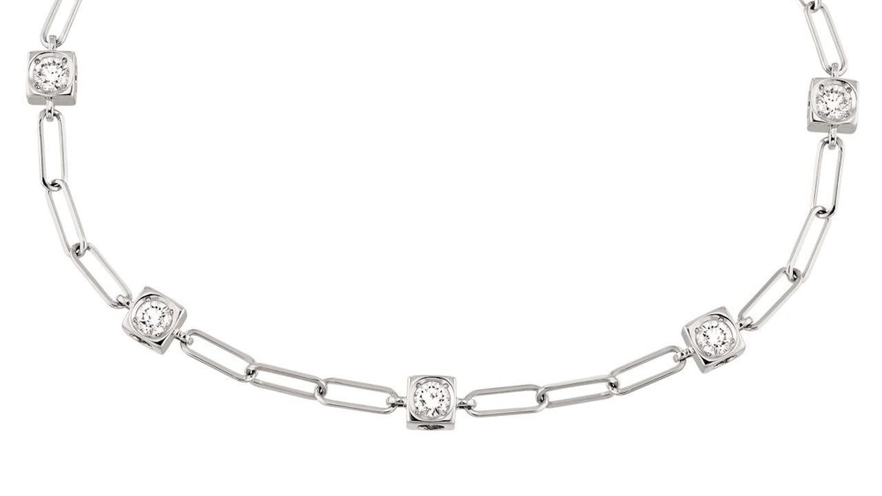 Bracelet Dinh Van, en or blanc et 6 diamants