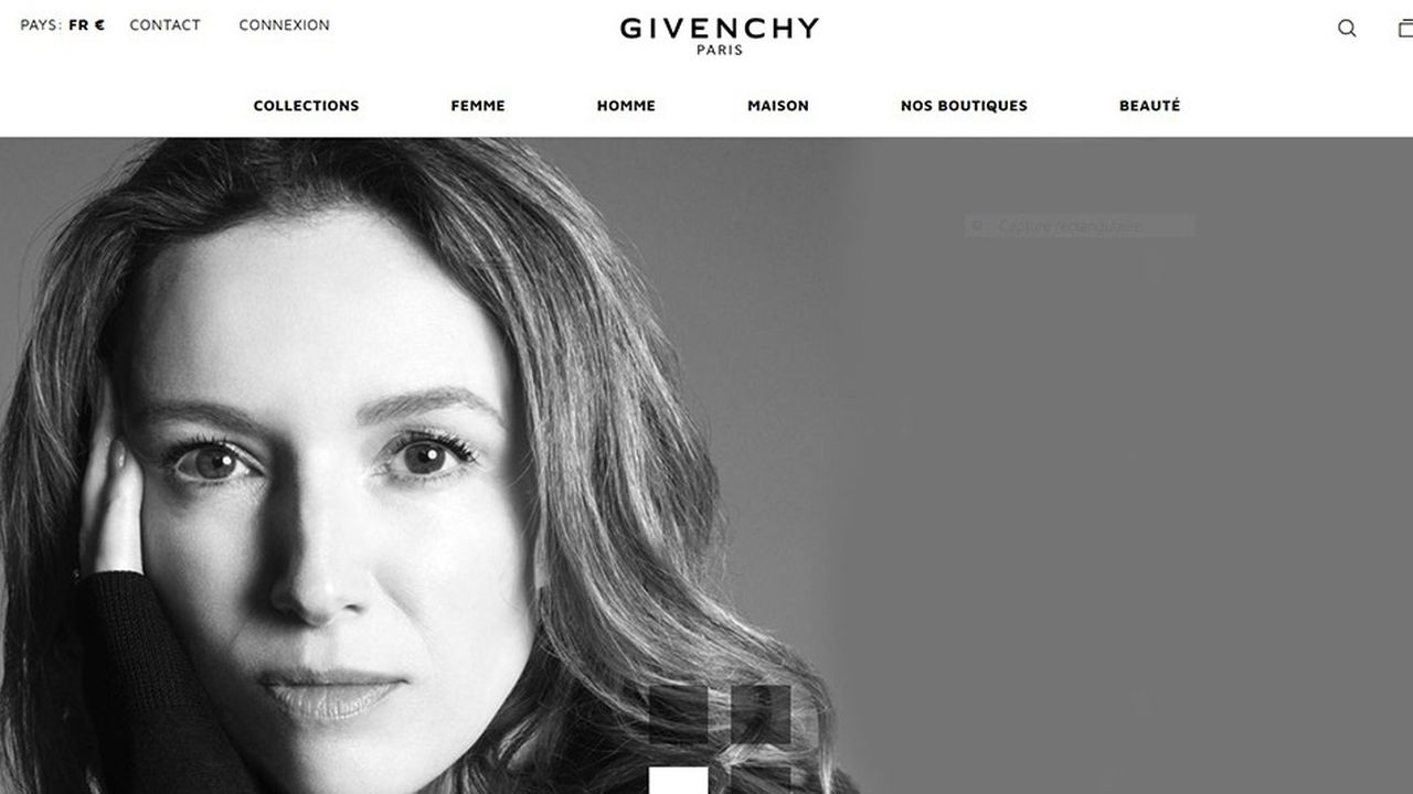 Clare Waight Keller sur la home page de l’eshop Givenchy