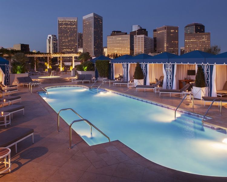 Péninsula Beverly Hills Pool Evening - The Roof Garden.