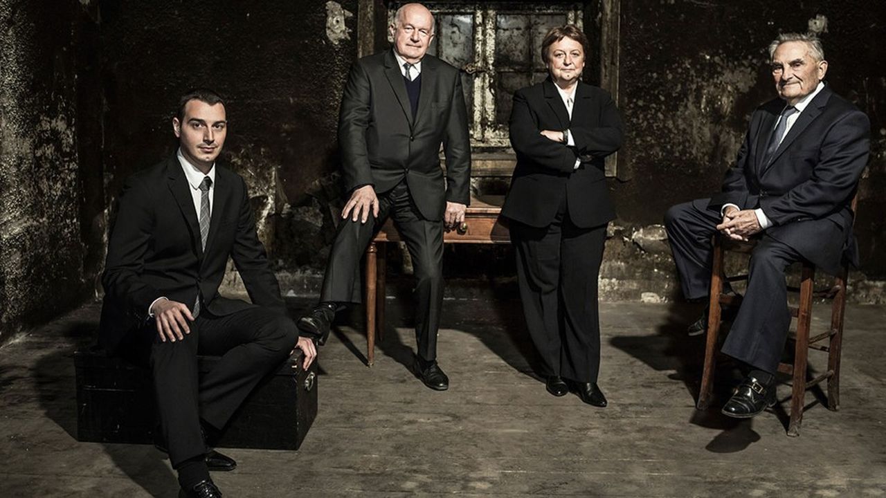 Baptiste Loiseau, Georges Clot, Pierrette Trichet et André Giraud, les quatre maîtres, de chai qui se sont succedé chez Rémy Martin depuis 1960.