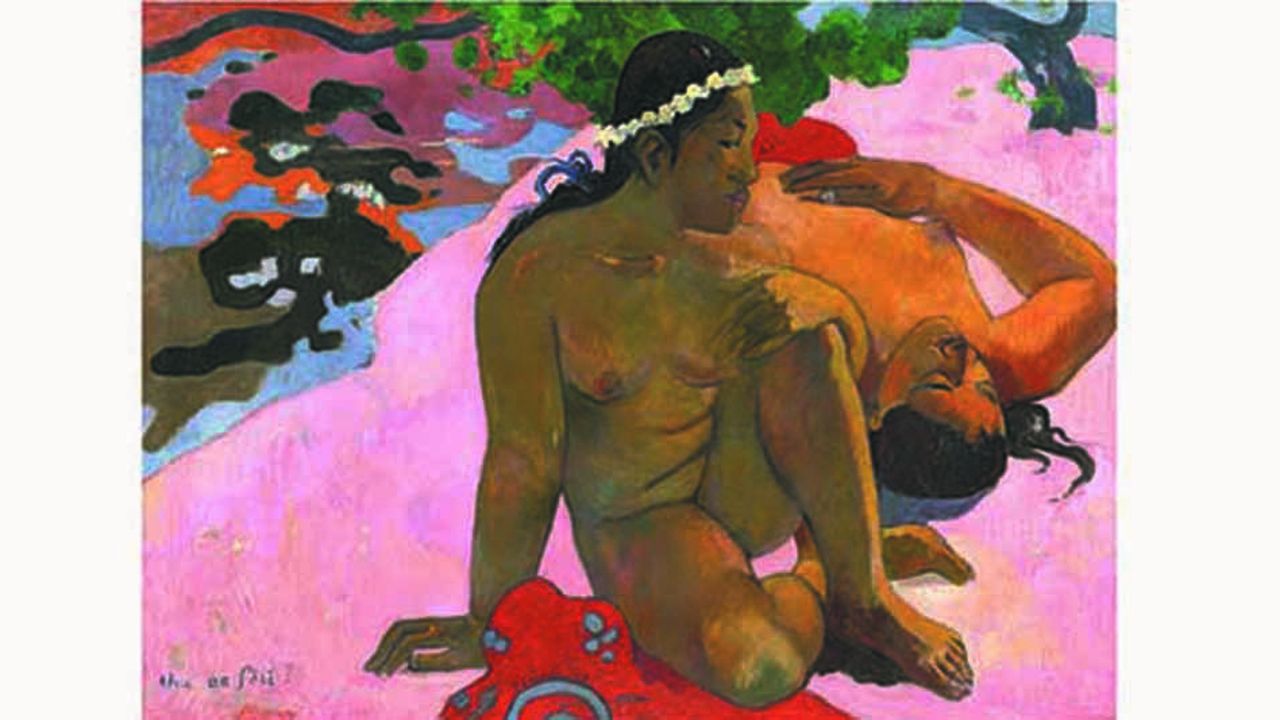 «Aha Oe Feii?» (En quoi tu es jalouse  ?) de Paul Gauguin, l'affiche de l'exposition Icônes de l'art moderne. La Collection Chtchoukine.