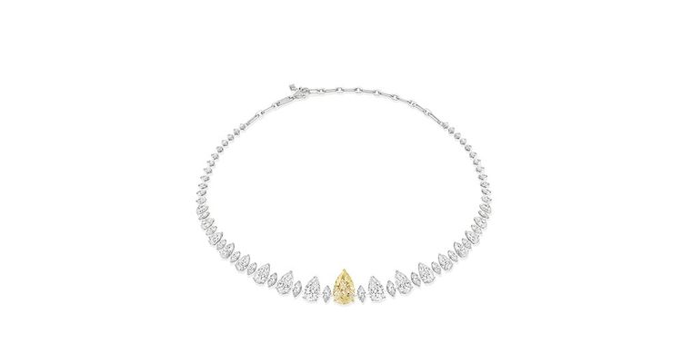 Collier «Pear Lover», un diamant taille poire Fancy Yellow et 16 diamants taille poire, collection «Magnetic Attraction», Messika.