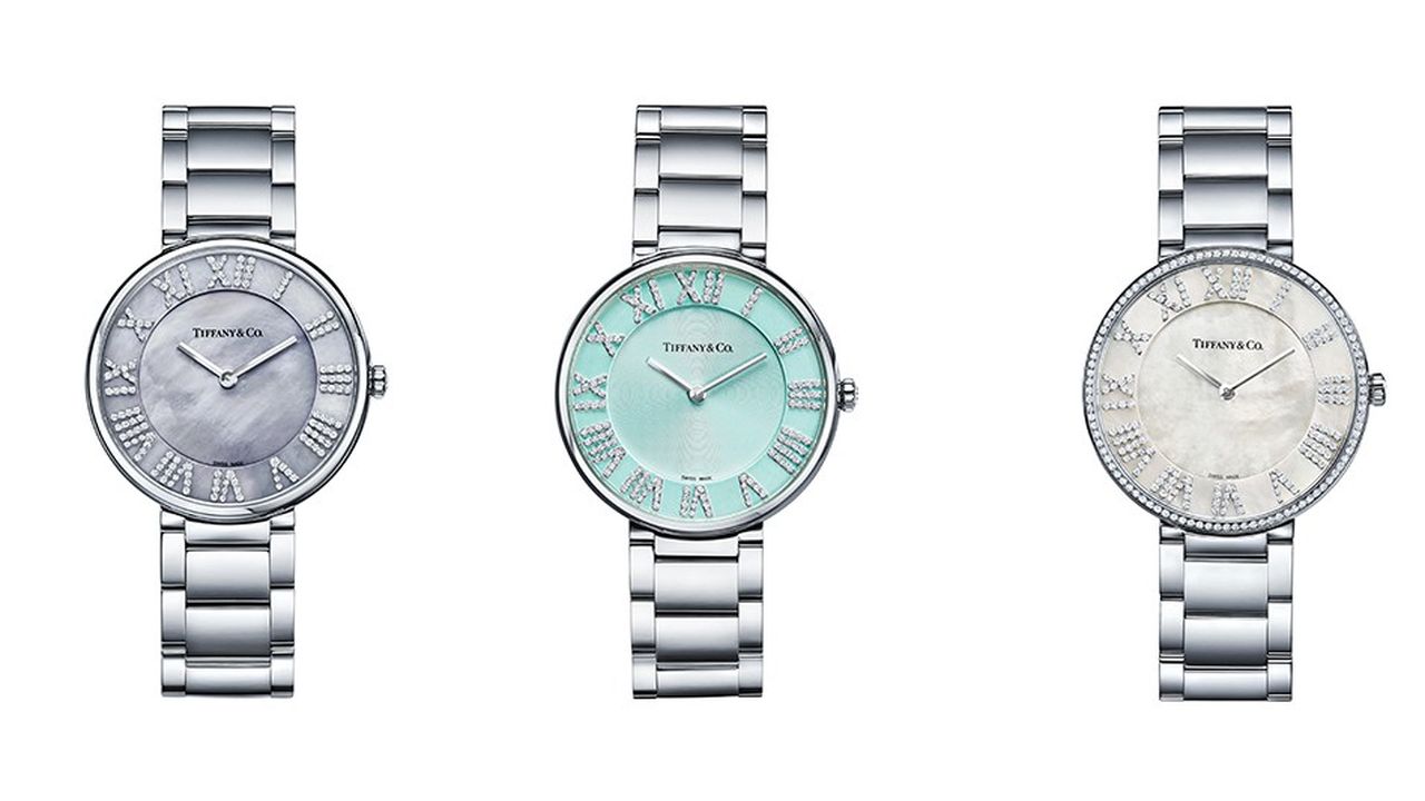 Trois modèles de la montre «Tiffany Eternity».