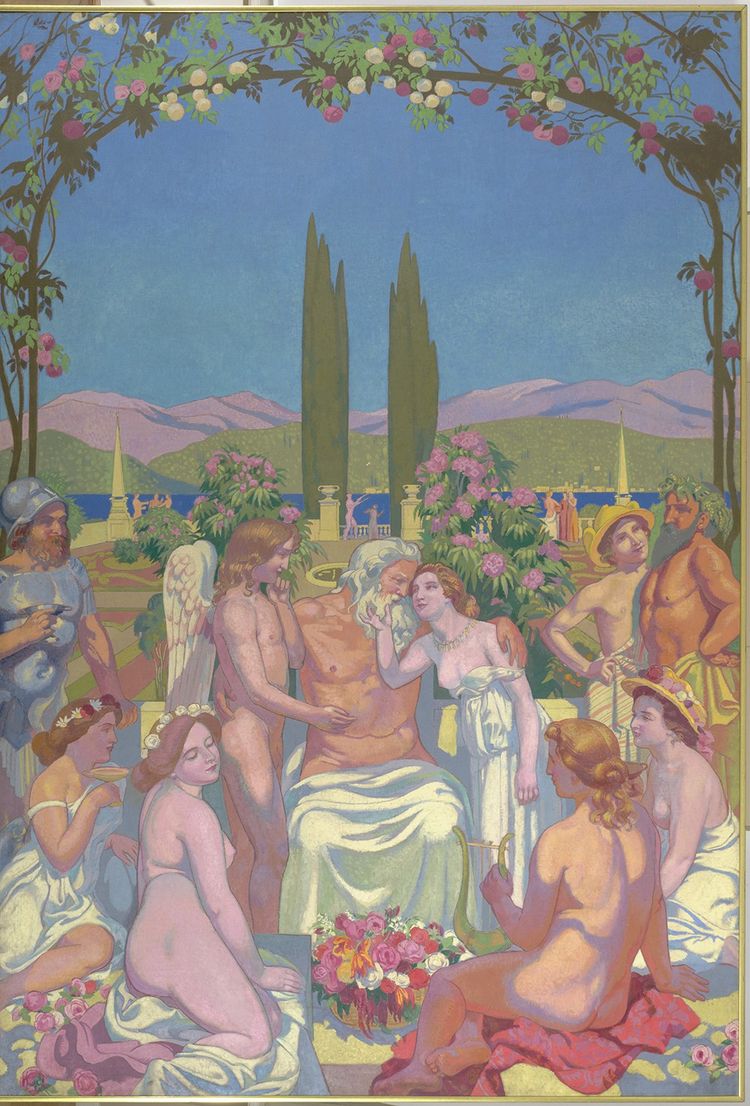 «L'Histoire de Psyché, panneau cinquième : Jupiter, en présence des dieux, accorde à Psyché l'Apothéose et célèbre son hymen avec l'Amour» (1908), de Maurice Denis.