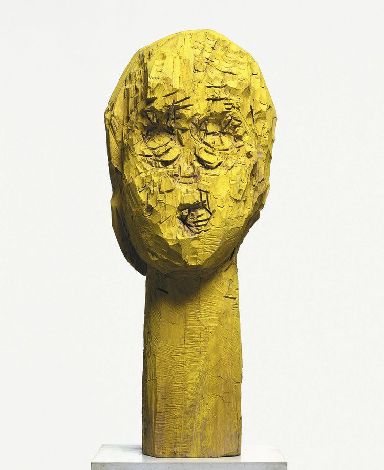 «Dresdner Frauen - Die Elbe» (1990), sculpture en bois de frêne et tempera.