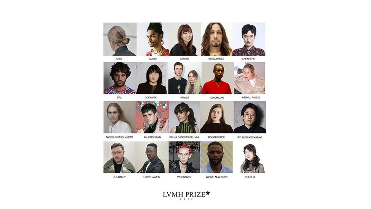 Palmarès des 20 demi-finalistes du prix LVMH 2022 pour les jeunes créateurs de mode.