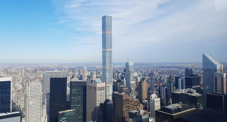 La tour 432 Park Avenue, Midtown Manhattan. Elle culmine à 426 mètres.