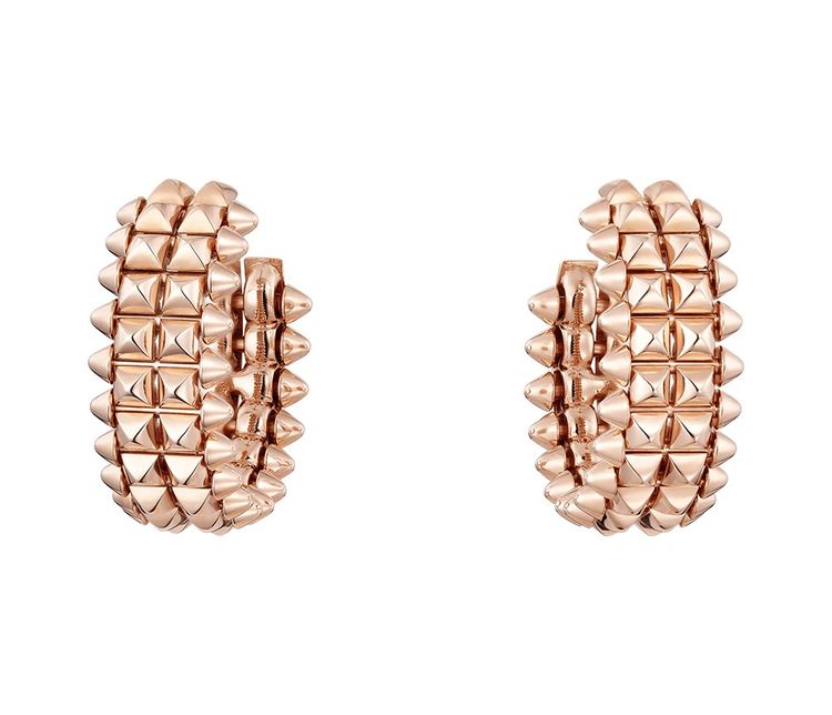 Boucles d'oreilles «Clash», modèle double rang en or rose, Cartier.