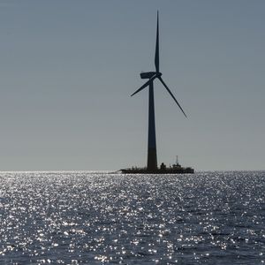 La première éolienne offshore flottante 'floatgen' du parc de Saint-Nazaire le 3 octobre 2018.
