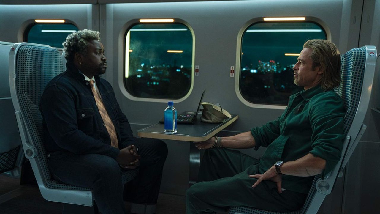 Brad Pitt et Brian Tyree Henry à bord du « Bullet Train ».