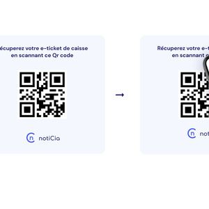 Grâce à la fonctionnalité Noticia Demat', le consommateur scanne le QR Code lors de son passage en caisse pour recevoir son e-ticket sur son smartphone.