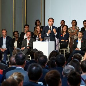 Emmanuel Macron donnait un discours devant des acteurs de la French tech au Palais de l'Elysée pour le lancement du France Digitale Day.