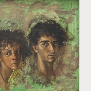 « Autoportrait avec Kot et Sergio », de Leonor Fini (1907-1996), 1955, huile sur toile, 80 × 57 cm.