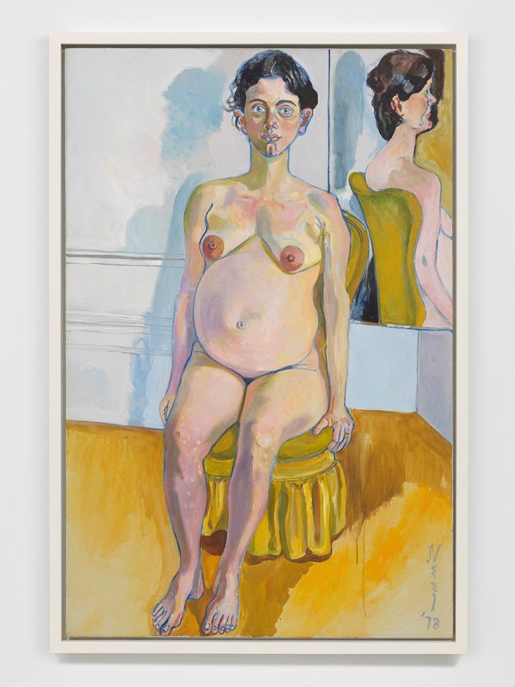 «Margaret Evans enceinte», 1978. L'artiste a peint beaucoup de femmes enceintes, phénomène assez unique dans l'histoire de l'art. 