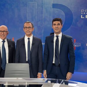 Eric Ciotti, Bruno Retailleau et Aurélien Pradié, lors du débat lundi soir.