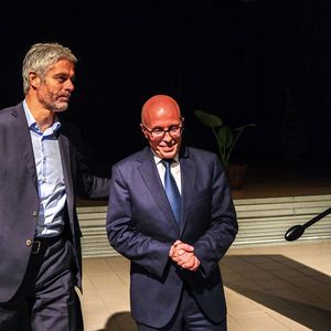 Le président de la région Auvergne-Rhône-Alpes, Laurent Wauquiez, en compagnie d'Eric Ciotti, candidat à la présidence des Républicains, dans la Drôme vendredi dernier.