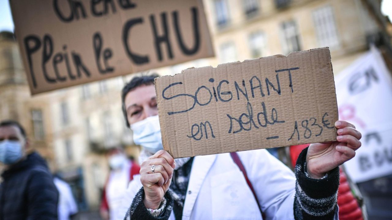 Une manifestation de soignants à Bordeaux en janvier 2022.