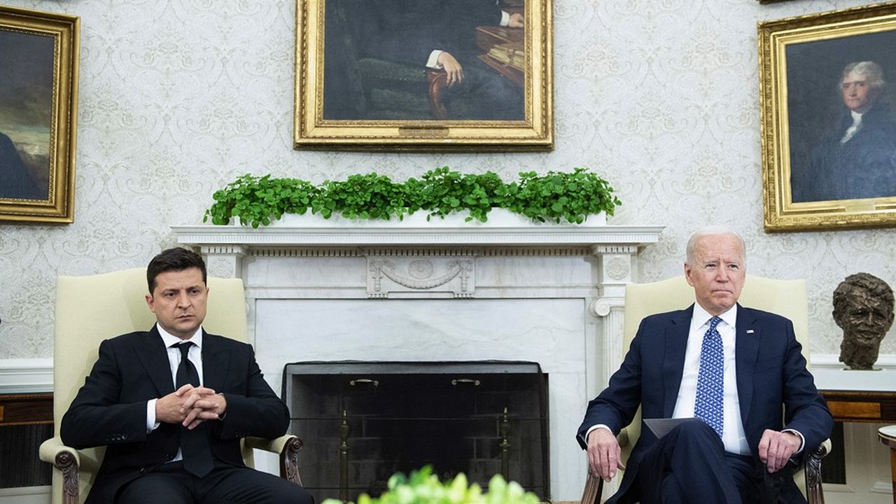 Le président ukrainien, Volodymyr Zelensky avec le président américain Joe Biden, lors de leur précédente rencontre en septembre 2021 à Washington.